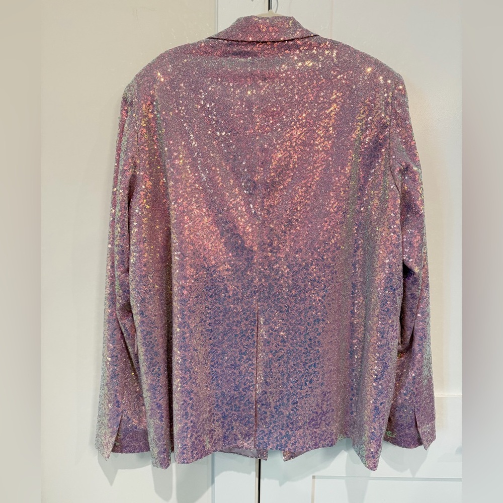 Rotate Birger Christensen Sequin Oversized Blazer in Sachet Pink NWT's Sz US 14 - Picture 14 of 15